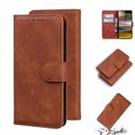 For Sony Xperia 10 Skin Feel Pure Color Flip Leather Phone Case(Brown)
