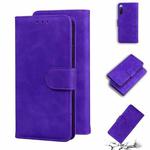 For Sony Xperia 10 III Skin Feel Pure Color Flip Leather Phone Case(Purple)