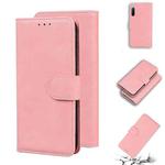 For Sony Xperia 10 III Skin Feel Pure Color Flip Leather Phone Case(Pink)
