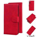 For Sony Xperia 10 III Skin Feel Pure Color Flip Leather Phone Case(Red)