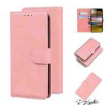 For Sony Xperia 10 Plus Skin Feel Pure Color Flip Leather Phone Case(Pink)
