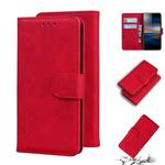 For Sony Xperia L3 Skin Feel Pure Color Flip Leather Phone Case(Red)