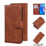 For Huawei P smart Z / Y9 Prime 2019 / Honor 9X Global Skin Feel Pure Color Flip Leather Phone Case(Brown)