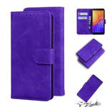 For Huawei Y5p Skin Feel Pure Color Flip Leather Phone Case(Purple)