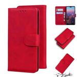 For Huawei P20 Skin Feel Pure Color Flip Leather Phone Case(Red)