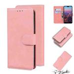 For Huawei P20 Skin Feel Pure Color Flip Leather Phone Case(Pink)