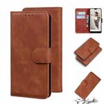 For Huawei P20 Pro Skin Feel Pure Color Flip Leather Phone Case(Brown)