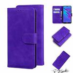 For Huawei Y6 2019 Skin Feel Pure Color Flip Leather Phone Case(Purple)