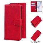 For Huawei P50 Pro Skin Feel Pure Color Flip Leather Phone Case(Red)