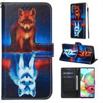 For Galaxy A71 Colored Drawing Pattern Plain Weave Horizontal Flip Leather Case with Holder & Card Slot & Wallet&Lanyard(Fox)