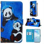 For Galaxy S20+ Colored Drawing Pattern Plain Weave Horizontal Flip Leather Case with Holder & Card Slot & Wallet&Lanyard(Undersea Panda)