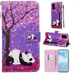 For Galaxy S20+ Colored Drawing Pattern Plain Weave Horizontal Flip Leather Case with Holder & Card Slot & Wallet&Lanyard(Cherry Blossom Panda)