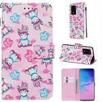 For Galaxy S20 Ultra Colored Drawing Pattern Plain Weave Horizontal Flip Leather Case with Holder & Card Slot & Wallet&Lanyard(Unicorn and Flowers)