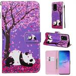 For Galaxy S20 Ultra Colored Drawing Pattern Plain Weave Horizontal Flip Leather Case with Holder & Card Slot & Wallet&Lanyard(Cherry Blossom Panda)