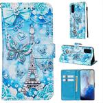 For Galaxy S20 Colored Drawing Pattern Plain Weave Horizontal Flip Leather Case with Holder & Card Slot & Wallet&Lanyard(Tower Butterfly)