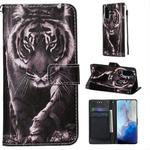 For Galaxy S20 Colored Drawing Pattern Plain Weave Horizontal Flip Leather Case with Holder & Card Slot & Wallet&Lanyard(Black and white Tiger)