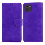 For Samsung Galaxy A03 164mm Skin Feel Pure Color Flip Leather Phone Case(Purple)