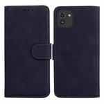 For Samsung Galaxy A03 164mm Skin Feel Pure Color Flip Leather Phone Case(Black)
