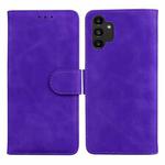 For Samsung Galaxy A13 4G Skin Feel Pure Color Flip Leather Phone Case(Purple)