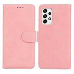 For Samsung Galaxy A33 5G Skin Feel Pure Color Flip Leather Phone Case(Pink)