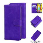For Samsung Galaxy M31 Skin Feel Pure Color Flip Leather Phone Case(Purple)