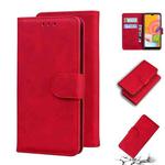 For Samsung Galaxy A01 Skin Feel Pure Color Flip Leather Phone Case(Red)