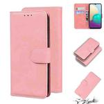 For Samsung Galaxy A02 / M02 Skin Feel Pure Color Flip Leather Phone Case(Pink)
