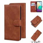 For Samsung Galaxy A02 / M02 Skin Feel Pure Color Flip Leather Phone Case(Brown)
