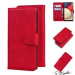 For Samsung Galaxy A02s 166.5mm Skin Feel Pure Color Flip Leather Phone Case(Red)