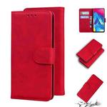 For Samsung Galaxy A10 / M10 Skin Feel Pure Color Flip Leather Phone Case(Red)