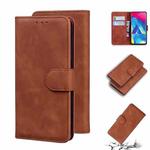 For Samsung Galaxy A10 / M10 Skin Feel Pure Color Flip Leather Phone Case(Brown)
