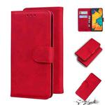 For Samsung Galaxy A20 / A30 Skin Feel Pure Color Flip Leather Phone Case(Red)