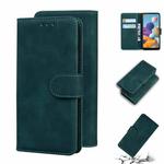 For Samsung Galaxy A21 Skin Feel Pure Color Flip Leather Phone Case(Green)