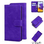 For Samsung Galaxy A22 5G Skin Feel Pure Color Flip Leather Phone Case(Purple)