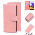 For Samsung Galaxy A22 5G Skin Feel Pure Color Flip Leather Phone Case(Pink)