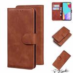 For Samsung Galaxy A52 5G Skin Feel Pure Color Flip Leather Phone Case(Brown)