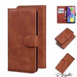 For Samsung Galaxy A70 / A70s Skin Feel Pure Color Flip Leather Phone Case(Brown)