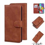 For Samsung Galaxy A71 4G Skin Feel Pure Color Flip Leather Phone Case(Brown)