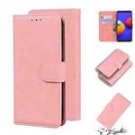 For Samsung Galaxy A01 Core / M01 Core Skin Feel Pure Color Flip Leather Phone Case(Pink)