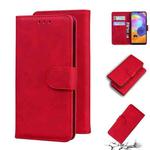 For Samsung Galaxy A31 Skin Feel Pure Color Flip Leather Phone Case(Red)