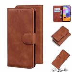 For Samsung Galaxy A31 Skin Feel Pure Color Flip Leather Phone Case(Brown)
