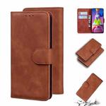 For Samsung Galaxy M51 Skin Feel Pure Color Flip Leather Phone Case(Brown)
