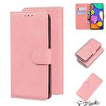 For Samsung Galaxy M62 / F62 Skin Feel Pure Color Flip Leather Phone Case(Pink)