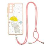 For Samsung Galaxy S22 5G Starry Sky Epoxy TPU Phone Case with Neck Lanyard(Elephant)