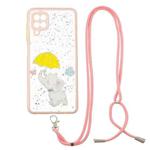 For Samsung Galaxy A22 4G Starry Sky Epoxy TPU Phone Case with Neck Lanyard(Elephant)