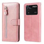 For Xiaomi Poco M4 Pro 4G Fashion Calf Texture Zipper Horizontal Flip Leather Case(Rose Gold)