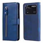 For Xiaomi Poco M4 Pro 4G Fashion Calf Texture Zipper Horizontal Flip Leather Case(Blue)