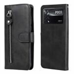 For Xiaomi Poco X4 Pro 5G Fashion Calf Texture Zipper Horizontal Flip Leather Case(Black)