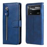 For Xiaomi Poco X4 Pro 5G Fashion Calf Texture Zipper Horizontal Flip Leather Case(Blue)