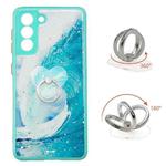 For Samsung Galaxy S22 5G Starry Sky Epoxy TPU Phone Case with Ring Holder(Waves)